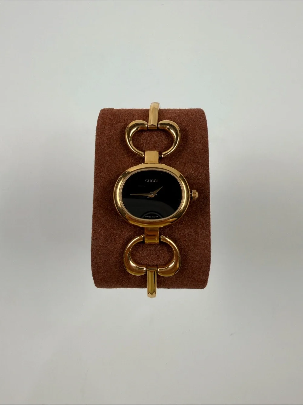 Gucci Gold-Tone Bracelet / Bangle Watch with Black Dial